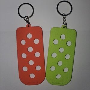 2 Pc Orange and Green Croc Charm Keychains
